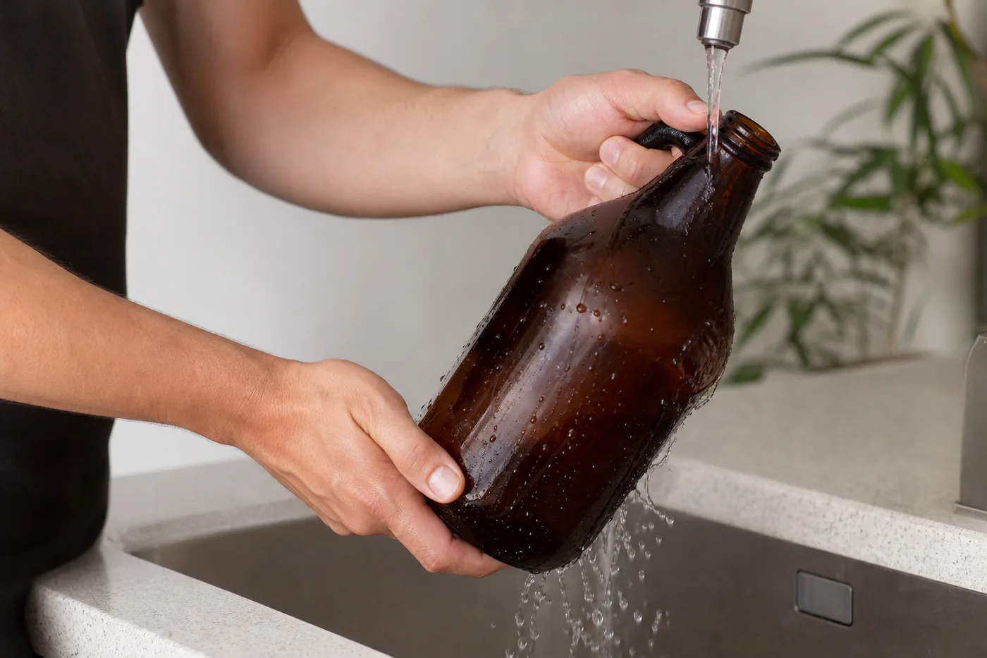 Enjuague inmediato del growler BACO con agua potable
