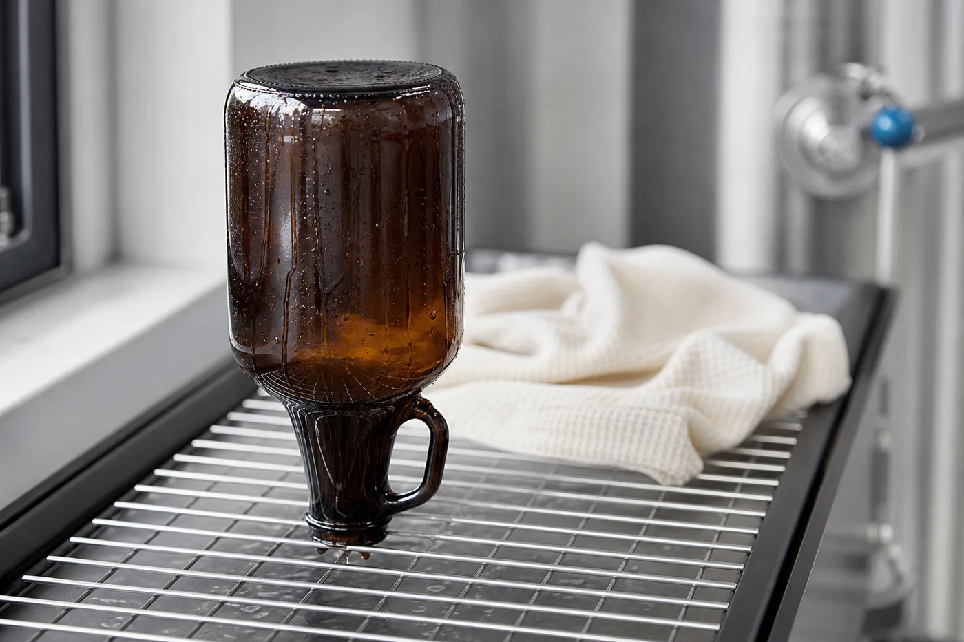Sanitizado del growler BACO con agua caliente